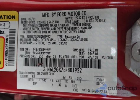 2014 Lincoln Mkz z USA, uszkodzony, nr VIN 3LN6L2GK7ER801922